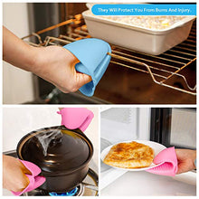 Carica l'immagine nel visualizzatore di Gallery, Comius Sharp Guanti per Forno, 4pcs Silicone al Calore da Blue + Pink