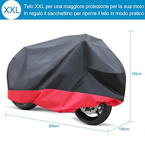 GHB XXL Coprimoto Telo Motociclo Copri Scooter Impermeabile Nero Rosso