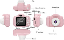 Carica l'immagine nel visualizzatore di Gallery, GlobalCrown Fotocamera Bambini,Mini Ricaricabile Fotocamera Digitale per Bambini Videocamera Regali per Ragazze Ragazzi da 3-8 Anni,8MP Video HD Schermo da 2 Pollici (Scheda 32 GB Inclusa) Rosa