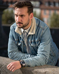 GOOD.designs ® Bracciale con perle di lava nera o onice (per uomo e Blu - Ilgrandebazar