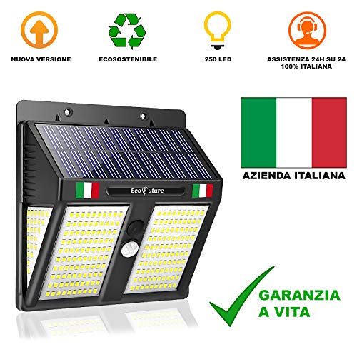 【GARANZIA A VITA】Luce Solare LED Esterno, EcoFuture 250 LED, Lampada Solare...