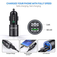 Carica l'immagine nel visualizzatore di Gallery, JOOMFEEN Caricabatteria Auto USB C,Quick Charge 3.0+2.4A 30W Caricatore Nero