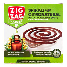 Carica l'immagine nel visualizzatore di Gallery, Zig Zag, Spirali Citronatural, Naturali senza insetticida per esterno, durata 8 ore, all'olio essenziale di citronella, confezione da 10 spirali