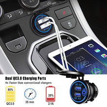 Carica l&#39;immagine nel visualizzatore di Gallery, QC3.0 Presa USB per Auto Doppio con Interruttore Touch 12V / 24V 36W Blu
