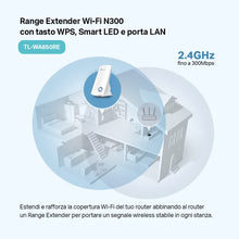 Carica l&#39;immagine nel visualizzatore di Gallery, TP-Link TL-WA850RE Ripetitore Wireless Wifi Extender e Access Point, Velocità Single Band 300Mbps, Porta LAN, Potenzia la tua copertura Wi-Fi, Compatibile con tutti i modem router wifi, Bianco
