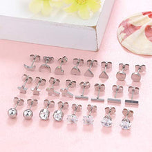 Carica l&#39;immagine nel visualizzatore di Gallery, Sailimue12 Pairs Orecchini in Acciaio Inossidabile Set per Donna Tono Argento