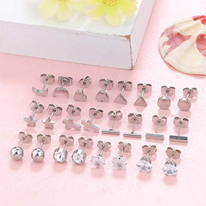 Sailimue12 Pairs Orecchini in Acciaio Inossidabile Set per Donna Tono Argento