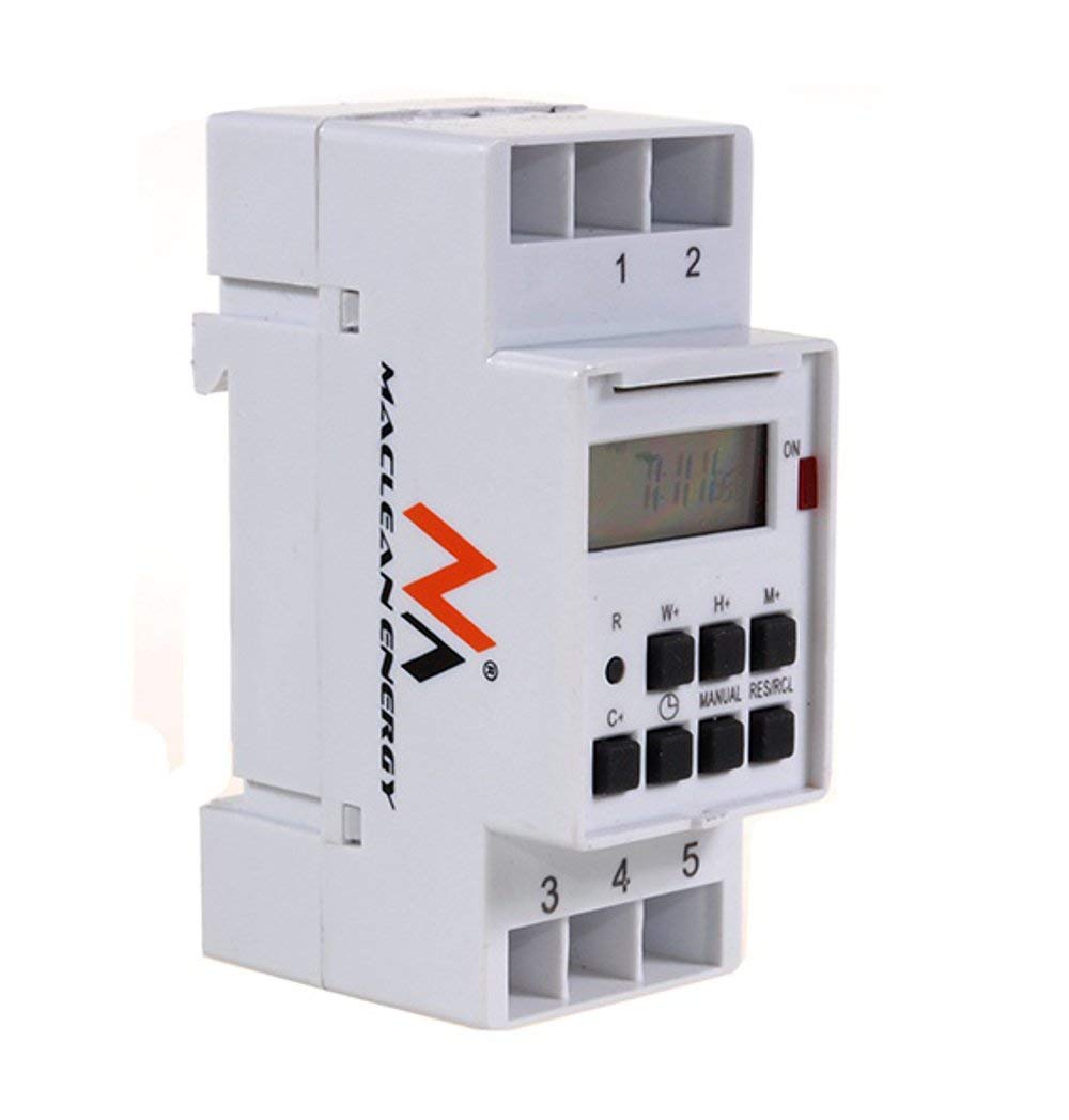 Maclean MCE09 Timer Digitale Programmabile sulla Guida DIN Bianco - Ilgrandebazar