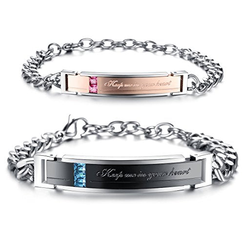 Cupimatch Coppia Lovers Braccialetto Bracciale Acciaio Inossidabile Keep Me... - Ilgrandebazar