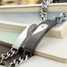 Carica l&#39;immagine nel visualizzatore di Gallery, Flongo Coppia Bracciali Braccialetto Lui &amp; Lei,&quot;Ti ho nel cuore&quot;, Acciaio Set - Ilgrandebazar