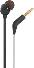 Carica l'immagine nel visualizzatore di Gallery, JBL T110 Cuffie In Ear con Microfono, Cavo Piatto Antigroviglio, Comando a un pulsante, JBL Pure Bass Sound, Nero