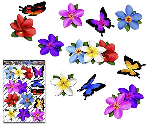 Plumeria multicolore fiore singolo frangipani + adesivi per auto grandi... - Ilgrandebazar