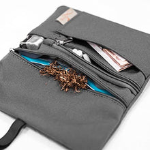 Carica l'immagine nel visualizzatore di Gallery, Porta Tabacco Cartine e Filtri Idrorepellente Cucito a Mano - Astuccio Portatabacco in Tessuto con cerniera extra, Porta Tabacco Donna - Porta Tabacco Uomo (Grigio Sportivo)