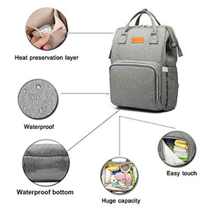 Zaino Mamma Multifunzione Neonato Fasciatoio Bambino Impermeabile Light Gray - Ilgrandebazar