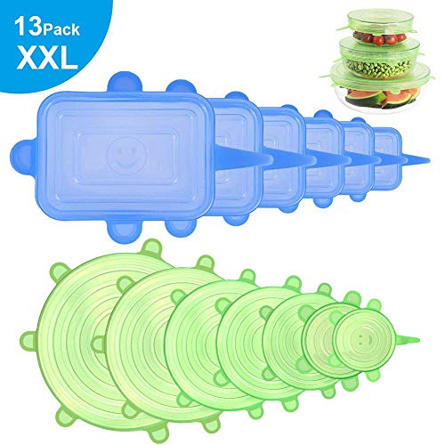 Newdora Coperchi in Silicone Estensibile, 13 Pezzi (7 Rotondo e 6...