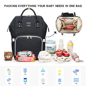 Zaino Mamma neonato Fasciatoio, Multifunzione Bambino Borsa Nappy Nero2 - Ilgrandebazar