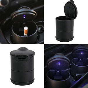 TRIXES Posacenere in Plastica da Auto con Coperchio e LED - Nero