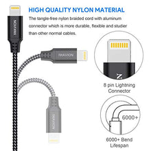 Carica l&#39;immagine nel visualizzatore di Gallery, IWAVION Cavo, 3 Pezzi 1M Nylon Intrecciato Cavo Phone USB di Nero - Ilgrandebazar