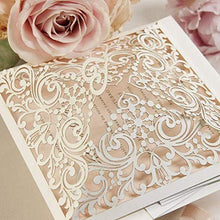 Carica l&#39;immagine nel visualizzatore di Gallery, Carta pesca brillante con busta partecipazioni matrimonio taglio laser fai... - Ilgrandebazar