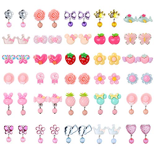 CASSIECA 30 paia Orecchini Clip Ragazze Bambina Nessun di Design... - Ilgrandebazar