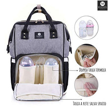 Carica l&#39;immagine nel visualizzatore di Gallery, Zaino Mamma Multifunzione Neonato, Fasciatoio Impermeabile nero grigio - Ilgrandebazar
