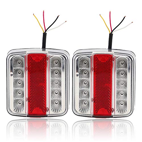 Hawkeye Rimorchio LED Fanali Posteriori 4 piazza, Trasparente & rosso