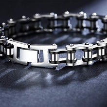 Carica l&#39;immagine nel visualizzatore di Gallery, Faysting EU Bracciale catena in acciaio inox moto personalizzata Nero Argento - Ilgrandebazar