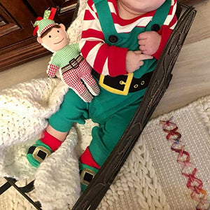 Geagodelia Tutina Neonato Natale Set di Tutine Natalizie per Neonati Tuta a Maniche Lunghe a Girocollo a Righe Pagliaccetto Bambino Senza Piedini Pigiama Baby Rosso (Verde, 0-3 Mesi)