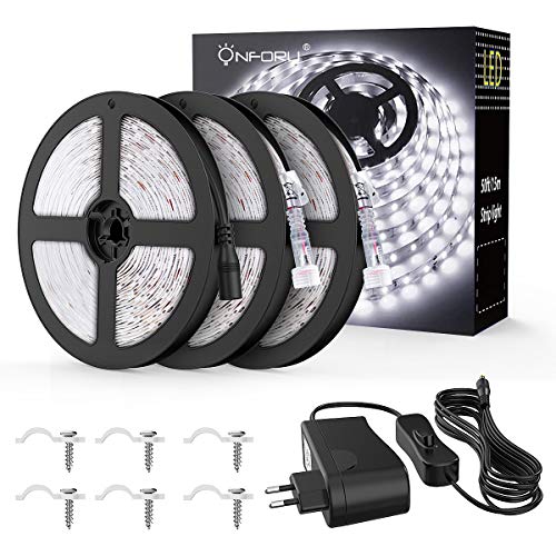 Onforu 15M Striscia LED Impermeabile, Bianca 15, Bianco Freddo - Ilgrandebazar