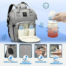 Carica l&#39;immagine nel visualizzatore di Gallery, Zaino Mamma Multifunzione Vulcano Design Neonato Fasciatoio Grigio - Ilgrandebazar