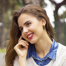 Carica l&#39;immagine nel visualizzatore di Gallery, JewelryWe Orecchini da Uomo Donna a Cerchio con Pendente in Nero - Ilgrandebazar