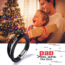 Carica l&#39;immagine nel visualizzatore di Gallery, Gkmamrg - Bracciale da uomo in pelle con incisione DAD, confezione...