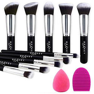 BEAKEY set di pennelli trucco Premium synthetic Kabuki nero-argento