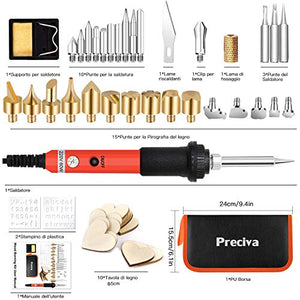 45 Pezzi Kit Pirografia Legno,Preciva 60W Portatile Arancione - Ilgrandebazar