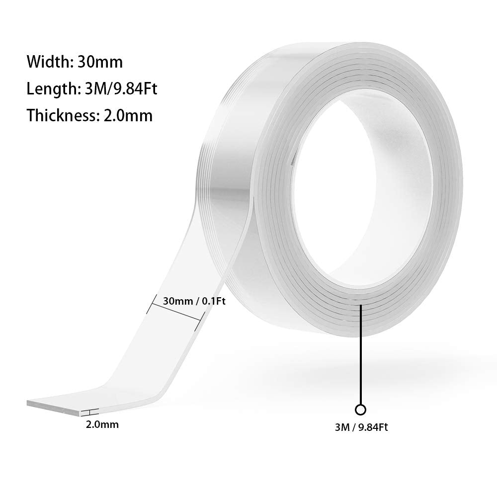 Nastro Biadesivo Extra Forte, Trasparente Nano Tape 3 M, 2 Cm
