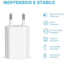 Carica l'immagine nel visualizzatore di Gallery, BERLS Caricabatterie per i phone 8, 8 Plus, 5S, 6, 6S, 6 Plus, 6S Plus, 7, 7 Plus, XS, X, XS Max, i Pod Touch 5G, Nano 7G 5V 1A Caricatore con Cavo Ricarica USB 5W