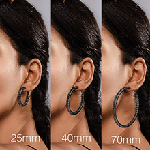 Carica l&#39;immagine nel visualizzatore di Gallery, PROSTEEL Orecchini Cerchio Donna Ornati Delicati Eleganti, 01 Nero (25mm) - Ilgrandebazar
