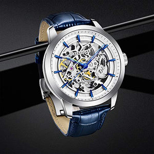 BERSIGAR Orologio da Uomo Automatico Con Meccanismo Di Scheletro Blu - Ilgrandebazar