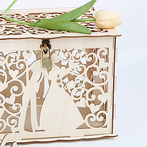 Scatola Per Biglietti Di Nozze In Legno Con Serratura - 25x20x18.3cm, Per Matrimoni E Eventi Speciali - Foto 8