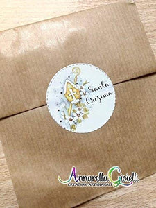20 pezzi Adesivi Tondi Stampati, 40 millimetri, etichette cresima, thank you... - Ilgrandebazar