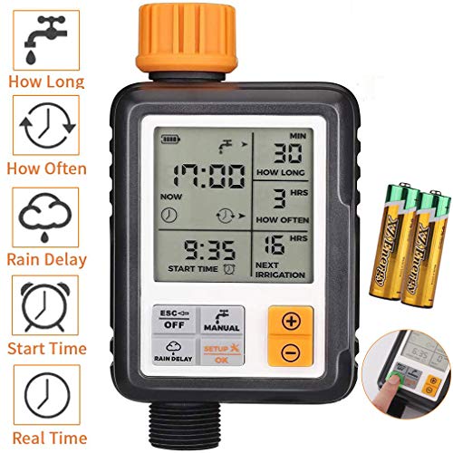 johgee Computer per irrigazione da Giardino, Timer Automatico, Arancione Nero