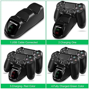 Ricarica Controller PS4 ,ECHTPower Docking Station e Verde&Rosso LED
