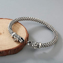 Carica l&#39;immagine nel visualizzatore di Gallery, Ailuor Braccialetto da uomo con doppia testa di drago, stile vichingo, Silver - Ilgrandebazar