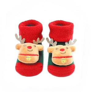 Calze Natalizie Neonato, Calzini Antiscivolo Bambino/Bambina, Unisex, 0-12 Mesi (Babbo Natale)