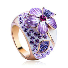 Carica l'immagine nel visualizzatore di Gallery, Yoursfs Anello Fiore viola fantasia ampio 18 K Placcato Oro solitarie in... - Ilgrandebazar