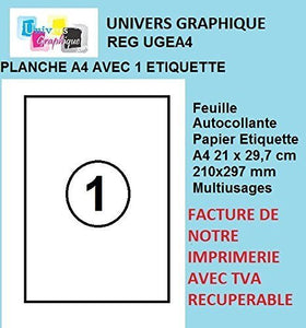 50 A4 foglio 1 adesivo 210 x 297 mm carta per etichette adesive per... - Ilgrandebazar
