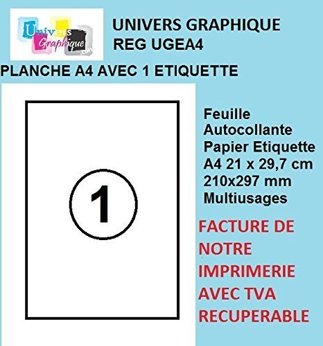 50 A4 foglio 1 adesivo 210 x 297 mm carta per etichette adesive per... - Ilgrandebazar