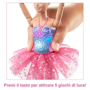 Barbie Dreamtopia Luci Scintillanti - Bambola Barbie, Ballerina Magico Tutu, magica ballerina dai capelli biondi, con luci, coroncina e tutù rosa, Giocattolo per Bambini 3+ Anni, HLC25