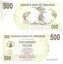 Carica l&#39;immagine nel visualizzatore di Gallery, 500 dollar collezione di banconote / Banca centrale dello Zimbabwe 2006-2007... - Ilgrandebazar