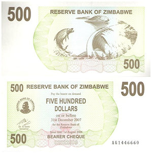 500 dollar collezione di banconote / Banca centrale dello Zimbabwe 2006-2007... - Ilgrandebazar